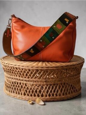 LK NW Katie Kalsi Pumpkin Sadie Signature Leather Bag Signature Strap Signed
